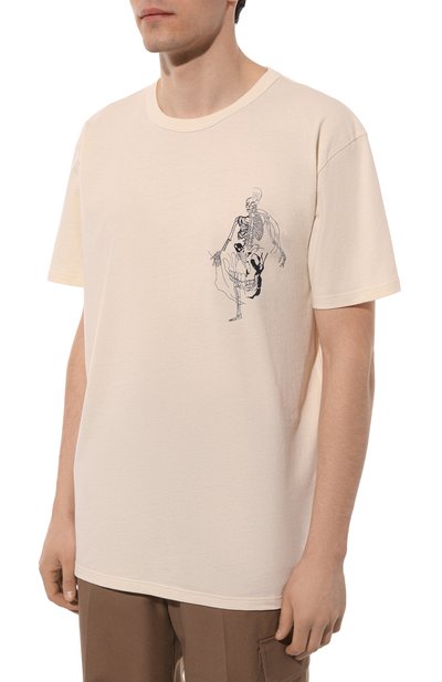 Хлопковая футболка ALEXANDER MCQUEEN бежевого цвета по цене 47500 руб., арт. 710937/QTZ32, фото 3 Хлопковая футболка ALEXANDER MCQUEEN, арт. 710937/QTZ32, фото 3