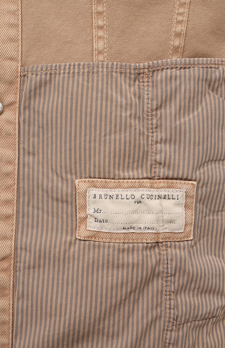 Мужская джинсовая куртка BRUNELLO CUCINELLI бежевого цвета, арт. M277P6900 | Фото 6 (Рукава: Длинные; Длина (верхняя одежда): Короткие; Материал внешний: Хлопок, Деним; Стили: Кэжуэл; Кросс-КТ: Деним, Куртка, Легкие)