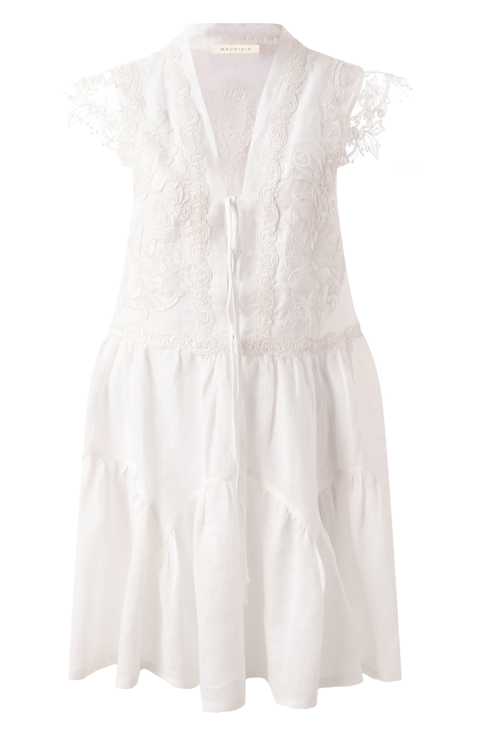 Платье изо льна и вискозы MAURIZIO белого цвета по цене 53250 руб., арт. W06050679, фото 1 Платье изо льна и вискозы MAURIZIO, арт. W06050679, фото 1
