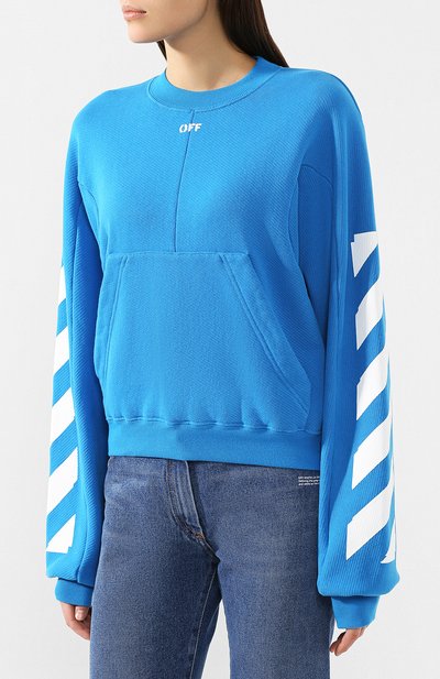 Хлопковый свитшот OFF-WHITE голубого цвета по цене 58900 руб., арт. 0WBA043R19C480693001, фото 3 Хлопковый свитшот OFF-WHITE, арт. 0WBA043R19C480693001, фото 3