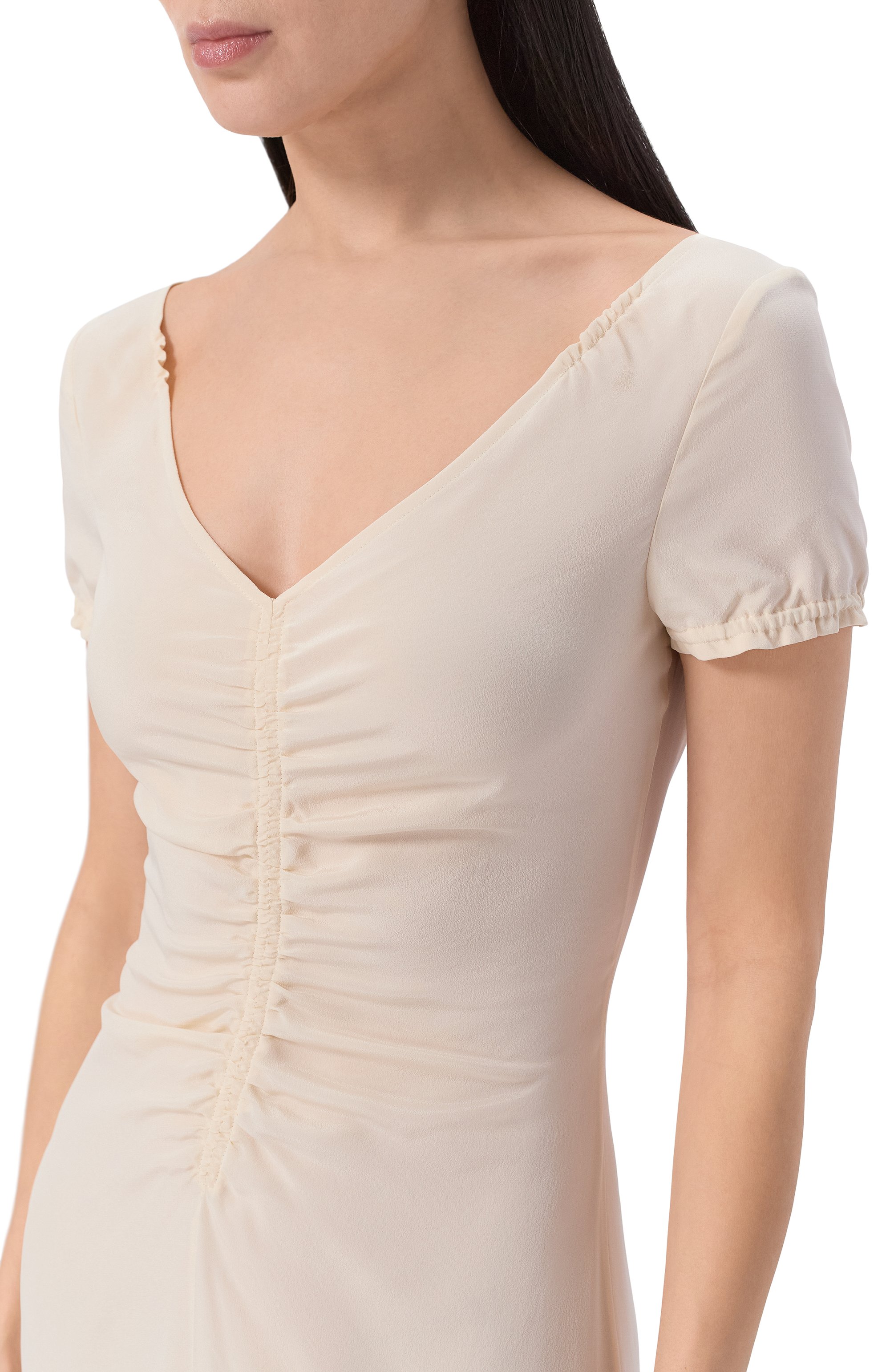 Шелковое платье GOOROO кремового цвета по цене 116910 руб., арт. D075-2006-101-SS26, фото 4 Шелковое платье GOOROO, арт. D075-2006-101-SS26, фото 4