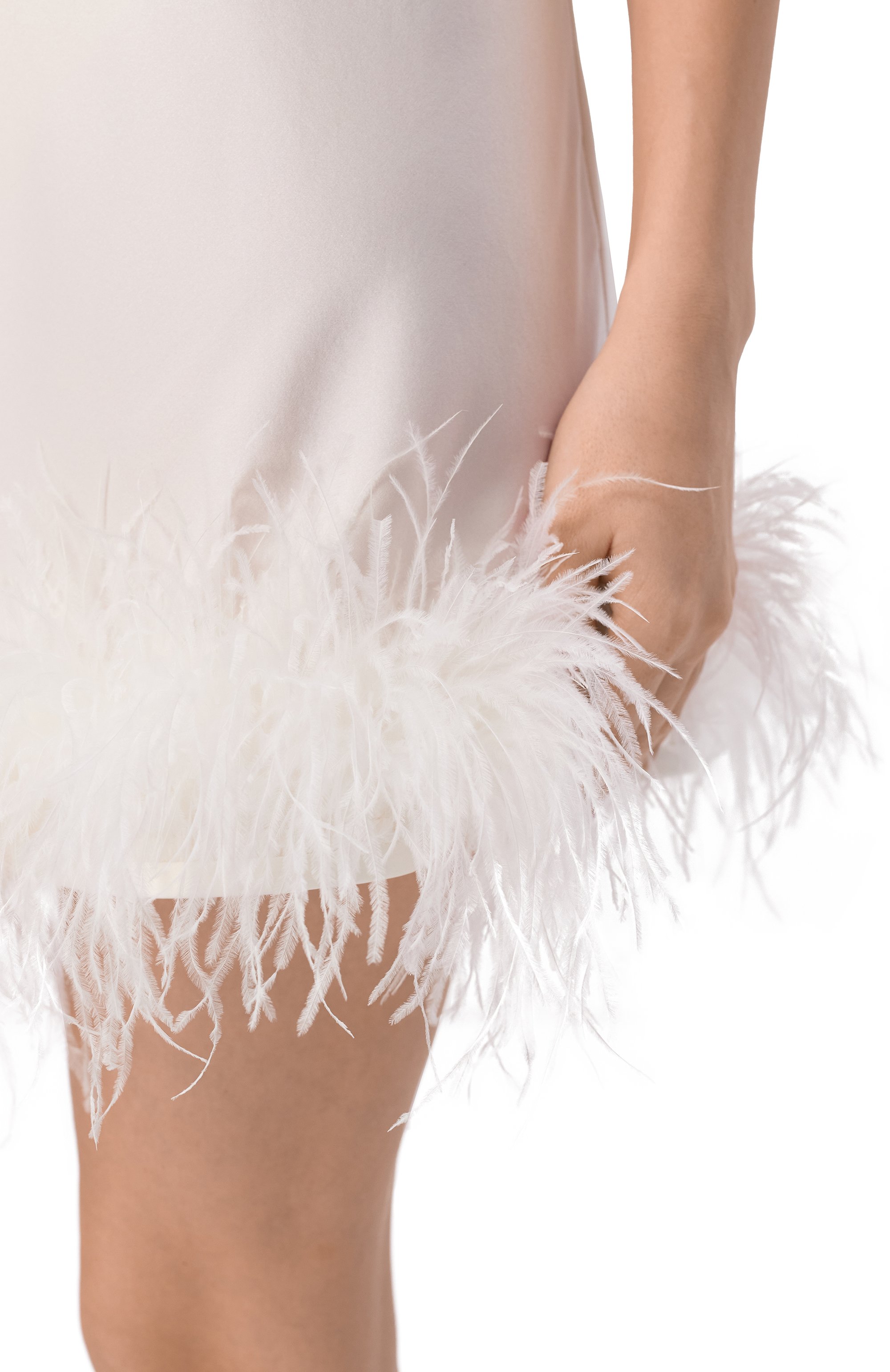 Шелковая сорочка с отделкой перьями EDOMO, арт. D001010FW2324, фото 5