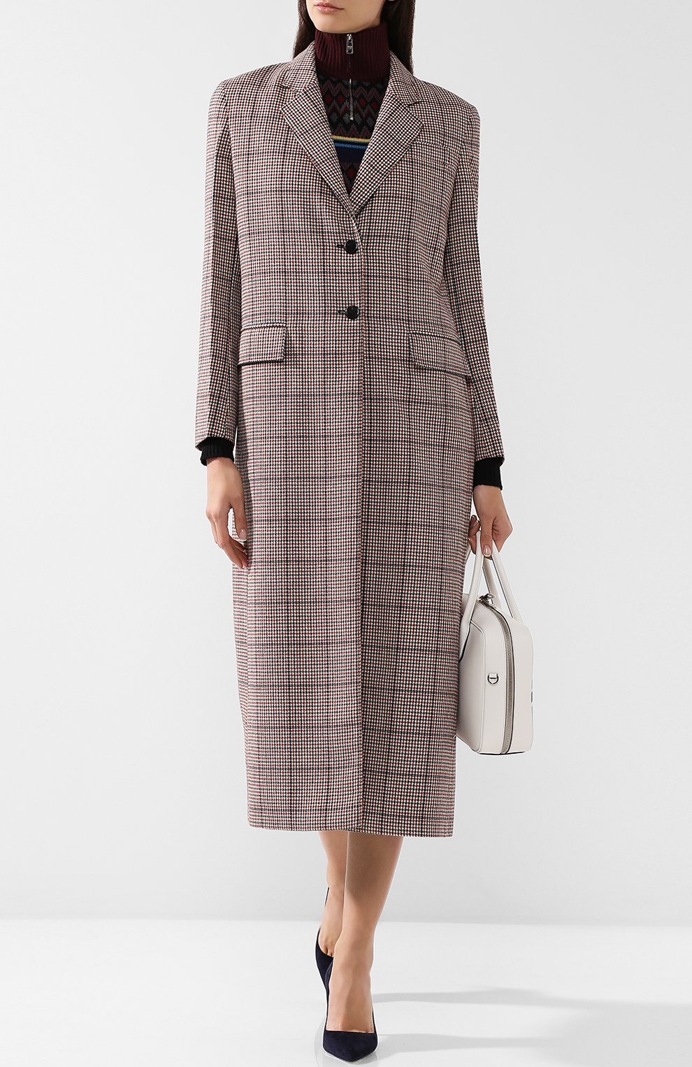 Шерстяное пальто в клетку PRADA, арт. P678H-1R2W-F0041, фото 2
