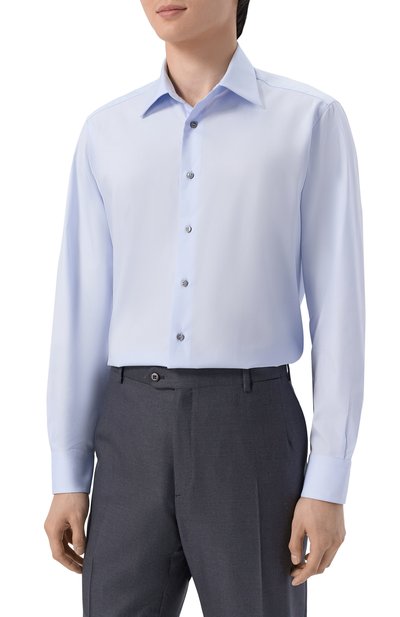 Хлопковая сорочка ZILLI голубого цвета по цене 99500 руб., арт. F0RF01M010059655U, фото 3 Хлопковая сорочка ZILLI, арт. F0RF01M010059655U, фото 3