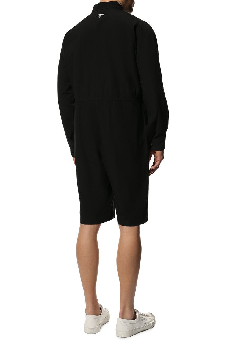 Мужской хлопковый комбинезон PRADA черного цвета, арт. SC567-K2G-F0002-221 | Фото 4 (Рукава: Длинные; Материал внешний: Хлопок; Случай: Повседневный; Стили: К�эжуэл; Материал сплава: Проставлено; Региональные ограничения белый список (Axapta Mercury): Не проставлено; Драгоценные камни: Проставлено; Нос: Не проставлено)