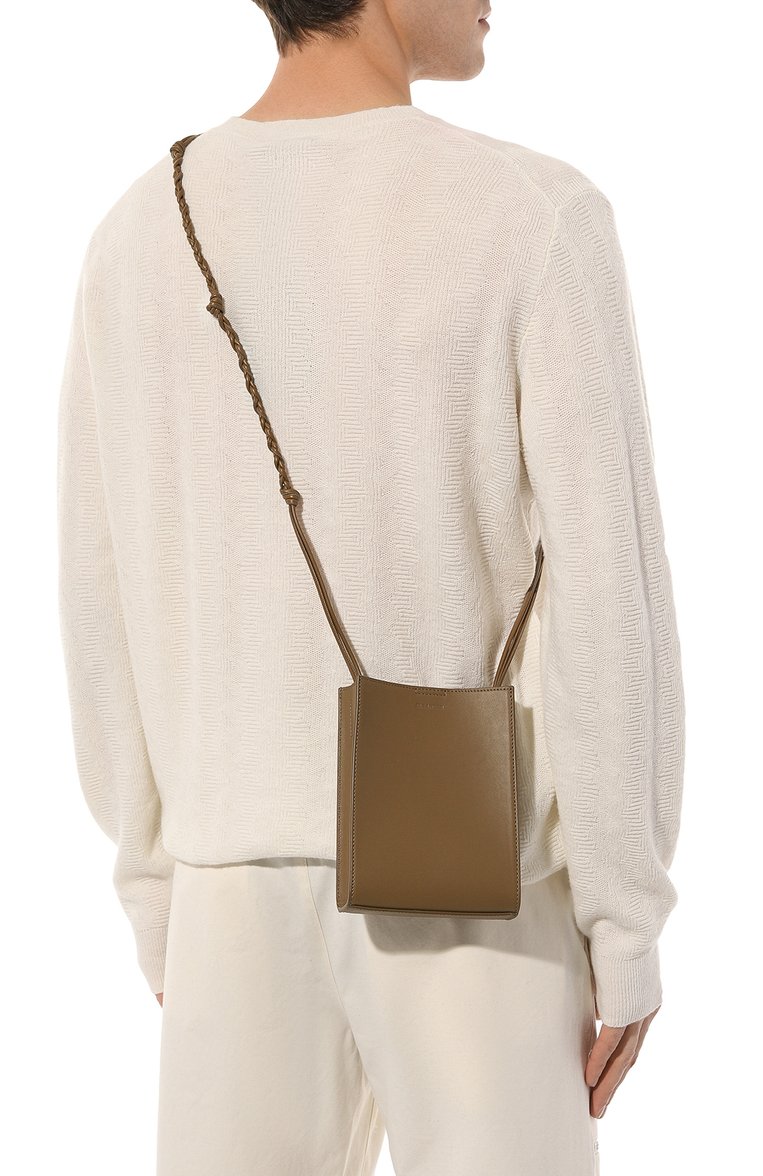 Мужская сумка tangle JIL SANDER хаки цвета, арт. J25WG0003/P5995 | Фото 2 (Размер: mini; Ремень/цепочка: На ремешке; Материал: Натуральная кожа)