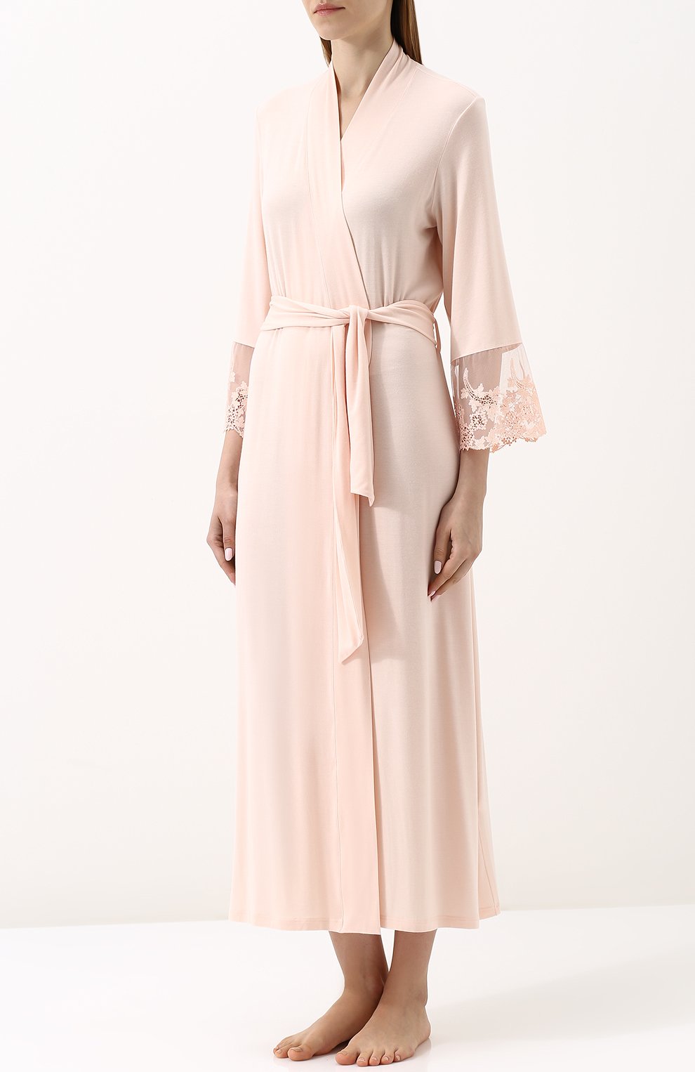 Халат из вискозы с поясом и кружевной отделкой RITRATTI MILANO, арт. 69128, фото 3