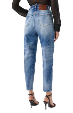 Женские джинсы '80s DSQUARED2 синего цвета, арт. S72LB0831/S30663 | Фото 4 (Материал внешний: Хлопок, Деним; Длина (брюки, джинсы): Стандартные; Детали: Потертости; Стили: Кэжуэл; Силуэт Ж (брюки и джинсы): Узкие; Кросс-КТ: Деним)