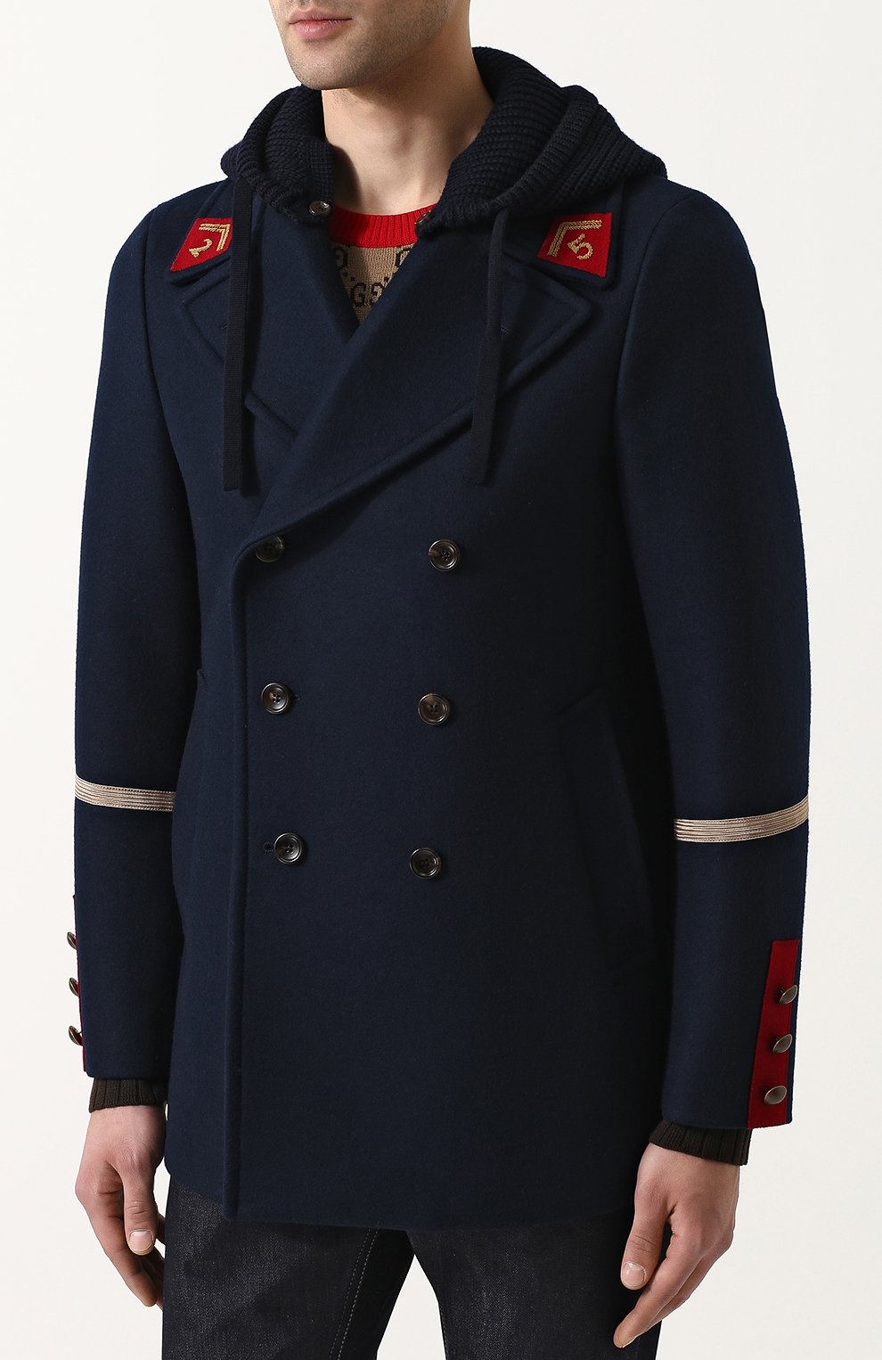 Укороченный шерстяной бушлат с капюшоном GUCCI, арт. 494794/Z531H, фото 3