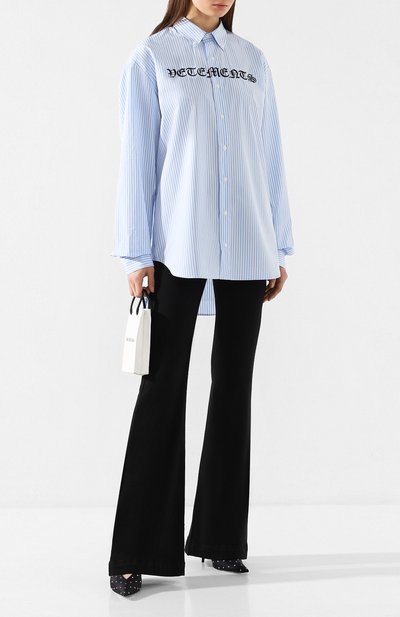 Хлопковая рубашка VETEMENTS, арт. SS20SH285 1007/W/LIGHT BLUE/WHITE, фото 2