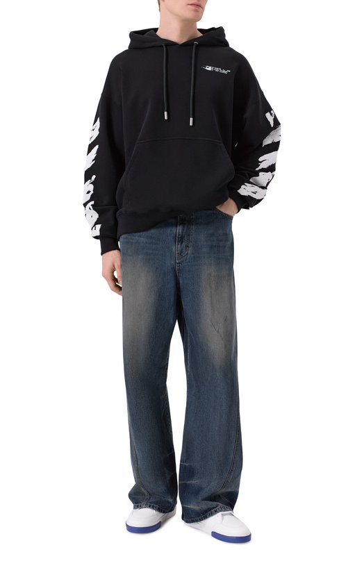 Хлопковое худи Off-White 0MBB085F25FLE00G Чёрный  0MBB085F25FLE00G Фото 2