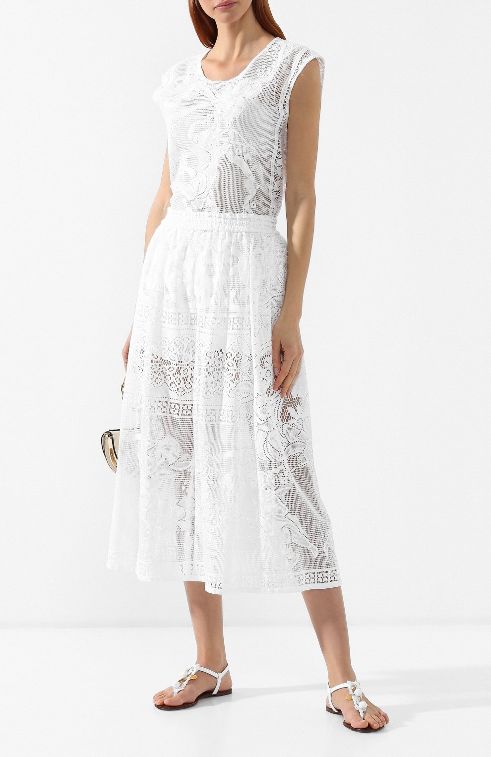 Хлопковые брюки DOLCE & GABBANA белого цвета по цене 93900 руб., арт. FTBDRZ/HHMBC, фото 2 Хлопковые брюки DOLCE & GABBANA, арт. FTBDRZ/HHMBC, фото 2