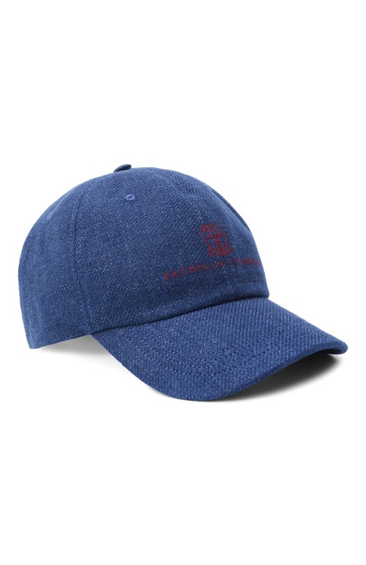 Бейсболка изо льна и шерсти Brunello Cucinelli MW4829850 Синий MW4829850