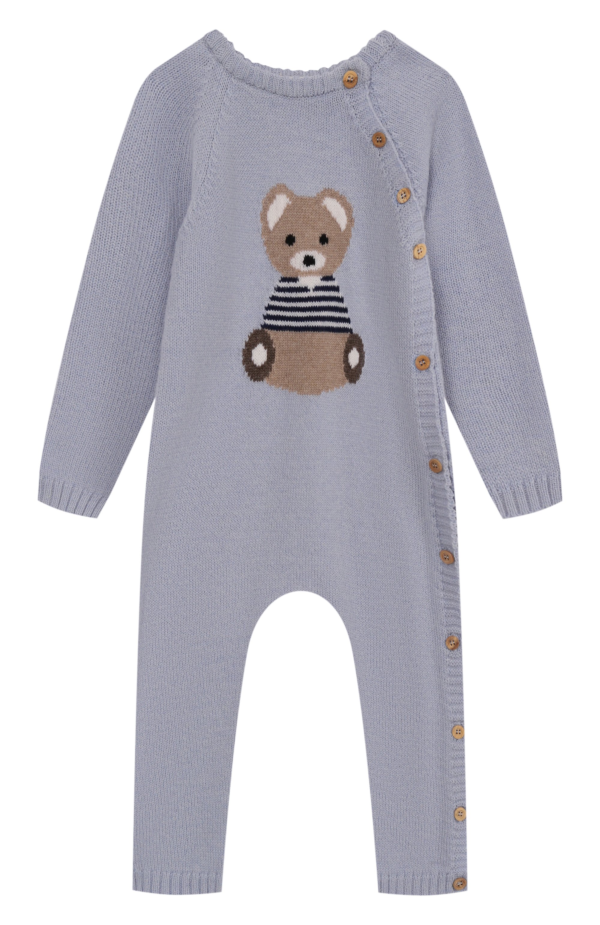 Комбинезон из шерсти и кашемира BABY T голубого цвета по цене 18900 руб., арт. 25AI061T/18M-36M, фото 1 Комбинезон из шерсти и кашемира BABY T, арт. 25AI061T/18M-36M, фото 1