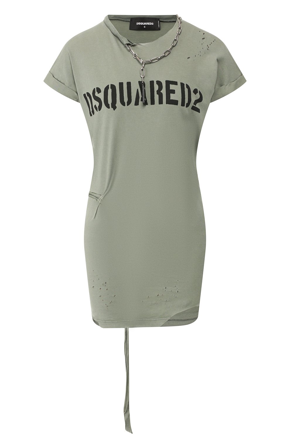 Хлопковая футболка DSQUARED2 хаки цвета по цене 42500 руб., арт. S75CU0958/S21600, фото 1 Хлопковая футболка DSQUARED2, арт. S75CU0958/S21600, фото 1