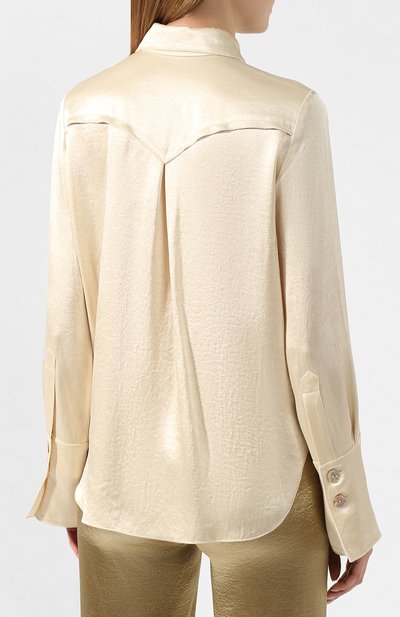 Атласная блузка NANUSHKA, арт. MANDINE_WAX YELL0W_WASHED SATIN, фото 4