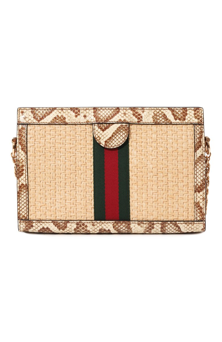 Женская сумка ophidia GUCCI кремвого цвета, арт. 503877 974CG | Фото 6 (Сумки-технические: Сумки через плечо; Материал сплава: Проставлено; Материал: Растительное волокно; Ремень/цепочка: На ремешке; Драгоценные камни: Проставлено; Размер: small)