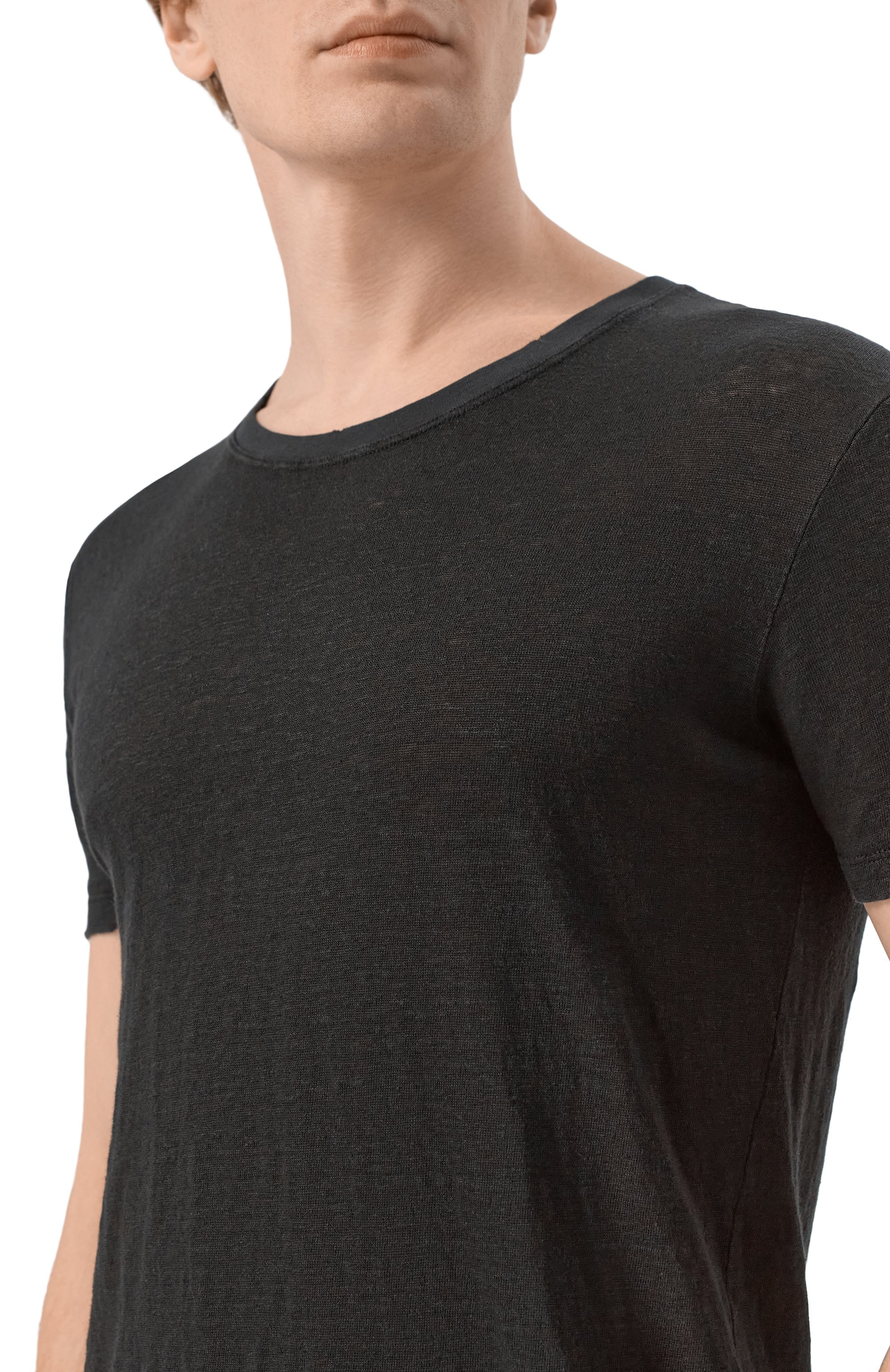 Льняная футболка NEVER ENOUGH черного цвета по цене 17650 руб., арт. 2B5M036-148/MTH068 K346, фото 5 Льняная футболка NEVER ENOUGH, арт. 2B5M036-148/MTH068 K346, фото 5