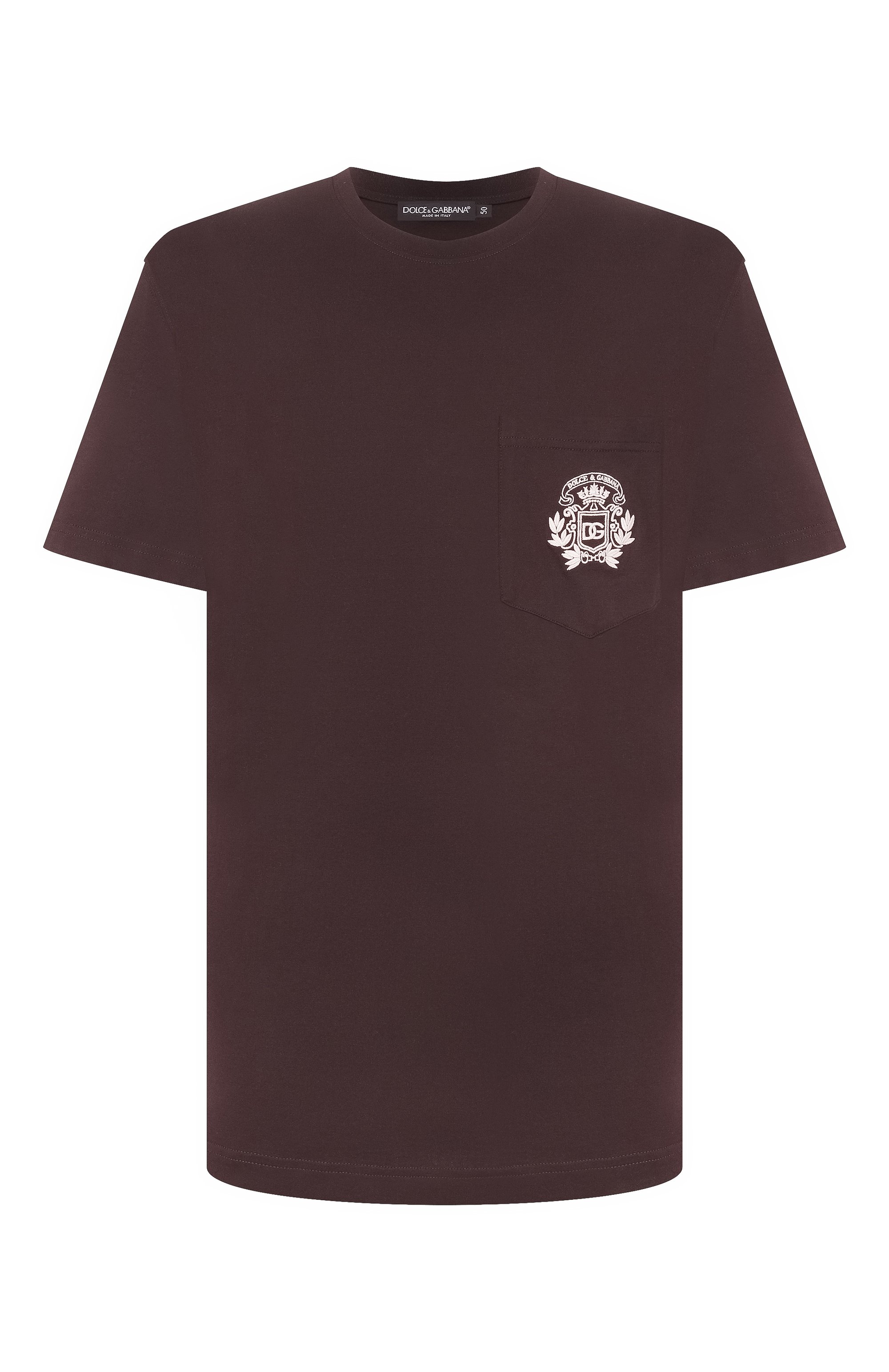 Хлопковая футболка DOLCE & GABBANA темно-коричневого цвета по цене 72700 руб., арт. G8RA2Z/G7PZE, фото 1 Хлопковая футболка DOLCE & GABBANA, арт. G8RA2Z/G7PZE, фото 1