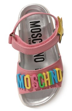 Детские кожаные сандалии MOSCHINO розового цвета, арт. 74415/37 | Фото 4 (Материал внутренний: Натуральная кожа; Материал сплава: Проставлено; Нос: Не проставлено)