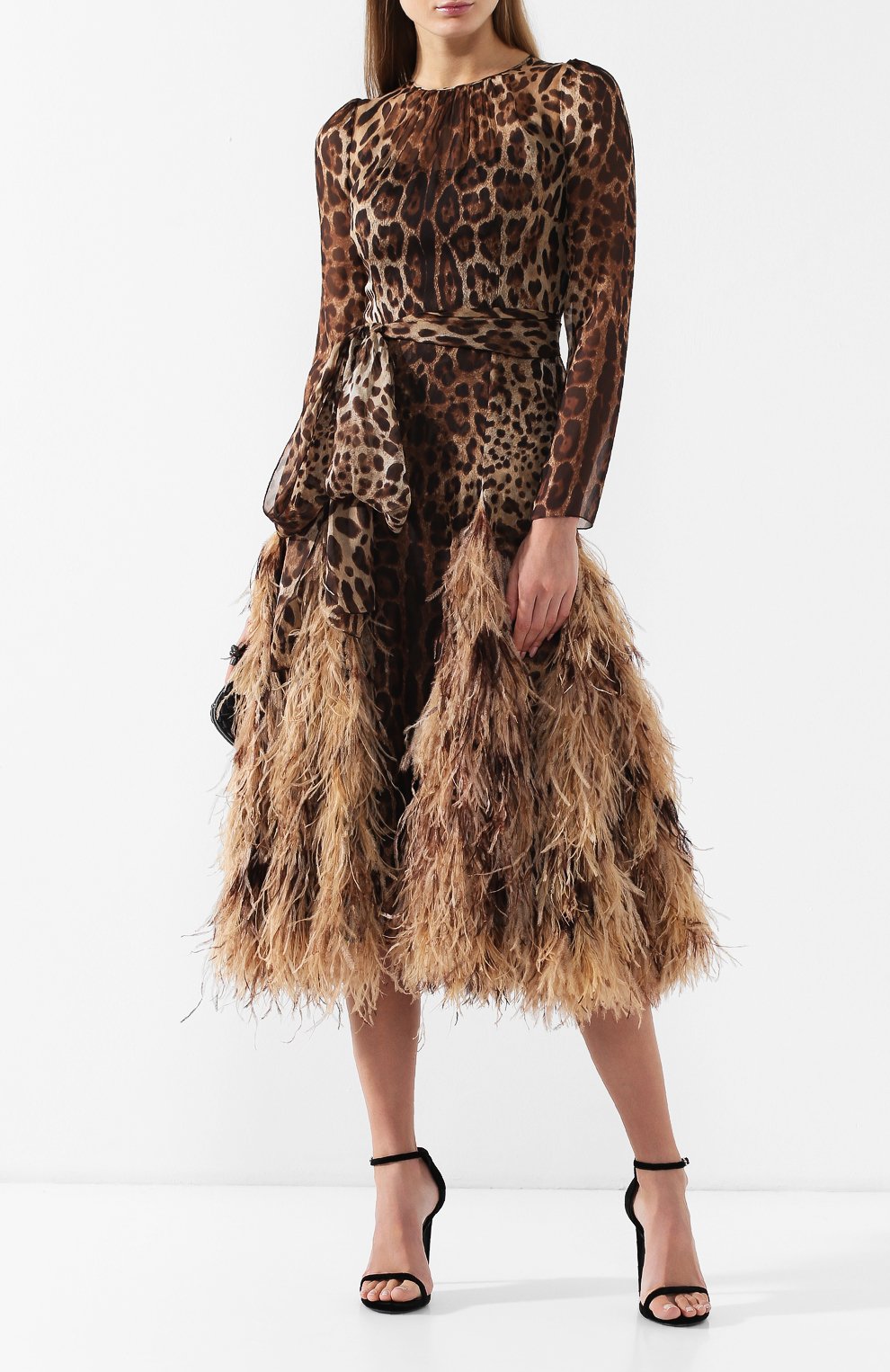 Шелковое платье DOLCE & GABBANA леопардового цвета по цене 995000 руб., арт. F6C1DZ/FS1AR, фото 2 Шелковое платье DOLCE & GABBANA, арт. F6C1DZ/FS1AR, фото 2