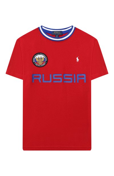 Хлопковая футболка POLO RALPH LAUREN красного цвета по цене 6170 руб., арт. 323813368, фото 1 Хлопковая футболка POLO RALPH LAUREN, арт. 323813368, фото 1