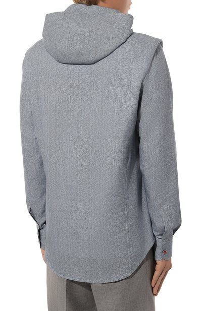 Хлопковая рубашка KITON серого цвета по цене 59950 руб., арт. UMCMARH0908601, фото 4 Хлопковая рубашка KITON, арт. UMCMARH0908601, фото 4