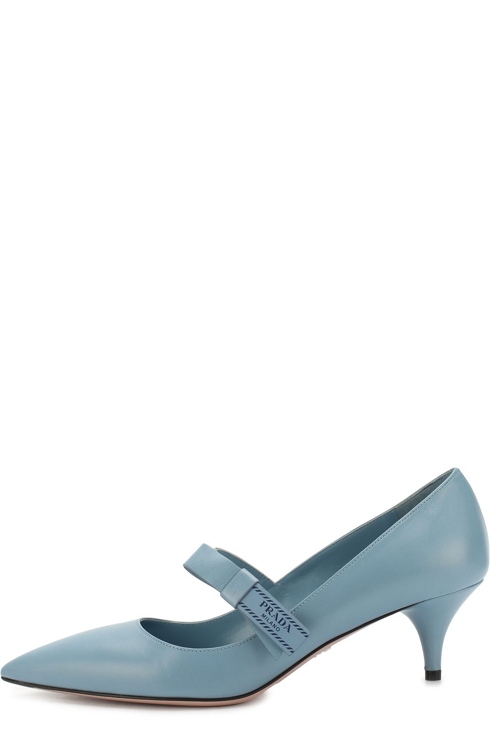 Кожаные туфли с ремешком на каблуке kitten heel PRADA, арт. 1I377I-11-F0637-55, фото 3