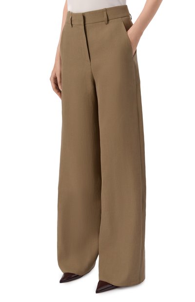 Льняные брюки GIORGIO ARMANI хаки цвета по цене 158000 руб., арт. GW002791/TE11126, фото 3 Льняные брюки GIORGIO ARMANI, арт. GW002791/TE11126, фото 3