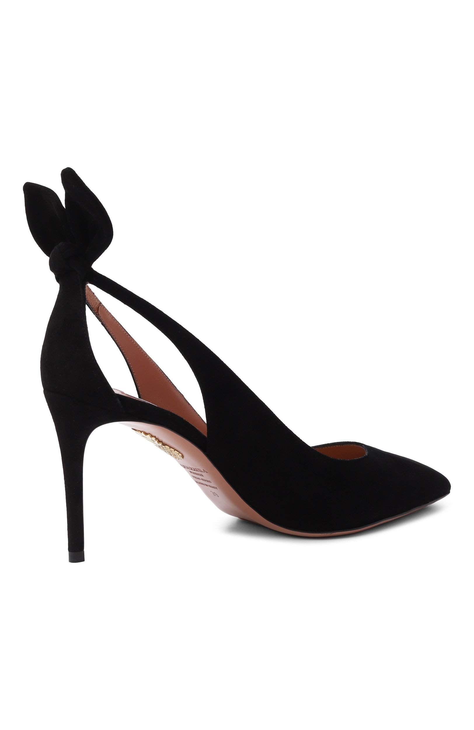 Замшевые туфли bow tie 85 AQUAZZURA черного цвета по цене 94450 руб., арт. DENMIDP0-SUE-000, фото 5 Замшевые туфли bow tie 85 AQUAZZURA, арт. DENMIDP0-SUE-000, фото 5