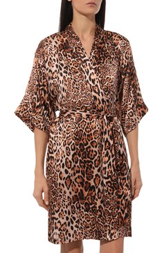 Женский шелковый халат LISE CHARMEL леопардового цвета, арт. ALH2079 | Фото 3 (Материал внешний: Шелк; Материал сплава: Проставлено; Нос: Не проставлено)