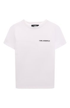 Детская хлопковая футболка KARL LAGERFELD KIDS белого цвета, арт. Z30056 | Фото 1 (Рукава: Короткие; Материал сплава: Проставлено; Материал внешний: Хлопок; Мальчики Кросс-КТ: Футболка-одежда; Драгоценные камни: Проставлено; Ростовка одежда: 7 лет | 122 см, 9 лет | 134 см, 13 - 15 лет | 158 см, 12 лет | 152 см, 16 лет | 164 см)