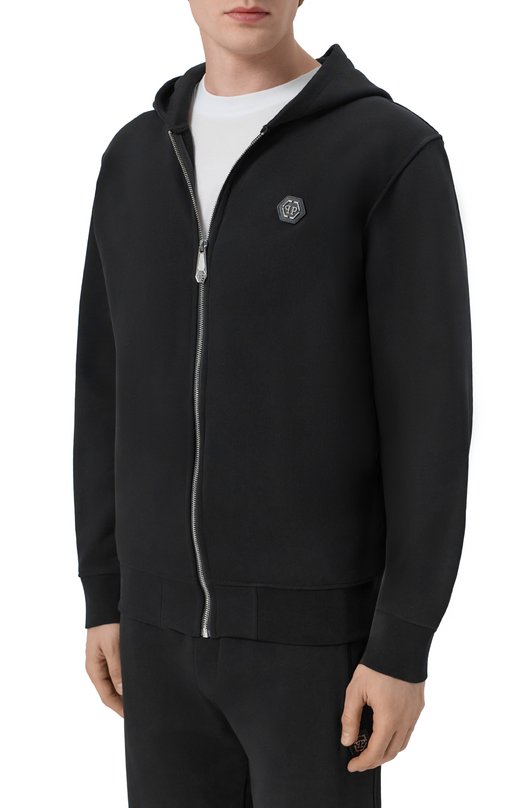 Хлопковая толстовка Philipp Plein SAFC MJB3928 PTE180N Чёрный  SAFC MJB3928 PTE180N Фото 3