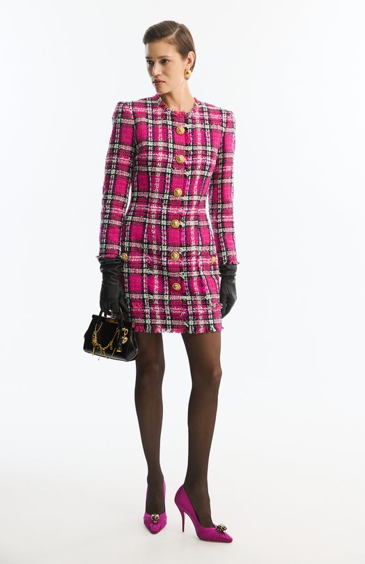 Твидовое платье Balmain GF1R9394/CG42 Розовый  GF1R9394/CG42 Фото 5