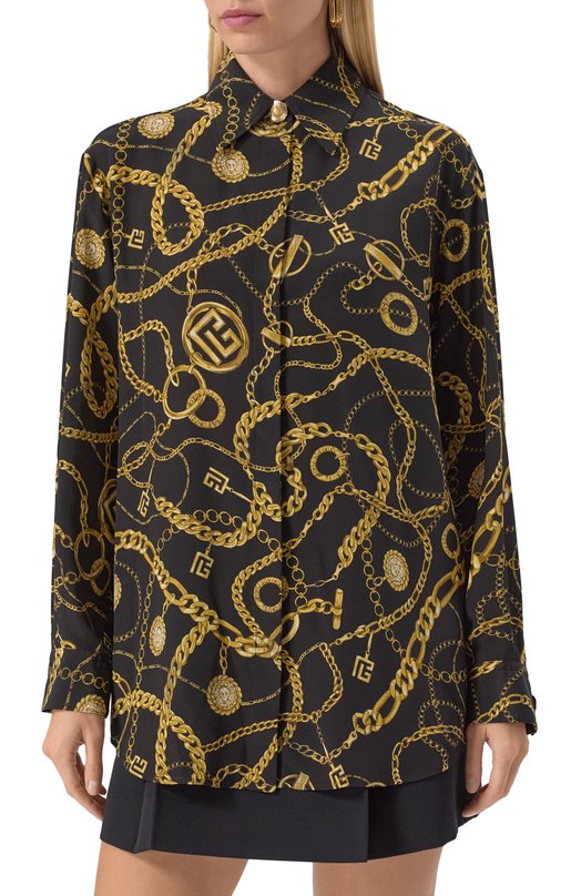 Шелковая рубашка Balmain FF1HS435/SF00 Чёрный  FF1HS435/SF00 Фото 3