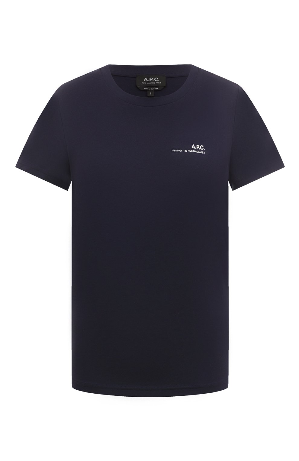 Хлопковая футболка A.P.C. темно-синего цвета по цене 9990 руб., арт. C0FBT-F26012, фото 1 Хлопковая футболка A.P.C., арт. C0FBT-F26012, фото 1