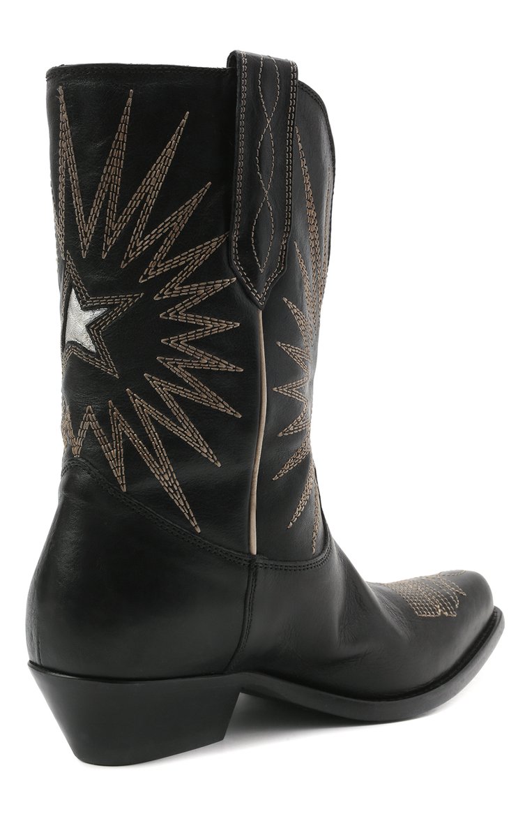 Женские кожаные сапоги wish star low GOLDEN GOOSE DELUXE BRAND черного цвета, арт. GWF00136.F000571 | Фото 4 (Высота голенища: Низкие; Материал внутренний: Натуральная кожа; Подошва: Плоская; Каблук тип: Устойчивый; Женское Кросс-КТ: Казаки-сапоги, Без шнуровки-ботинки; Каблук высота: Низкий; Материал утеплителя: Без утеплителя; Драгоценные камни: Проставлено; Материал сплава: Проставлено; Материал внешний: Натуральная кожа)