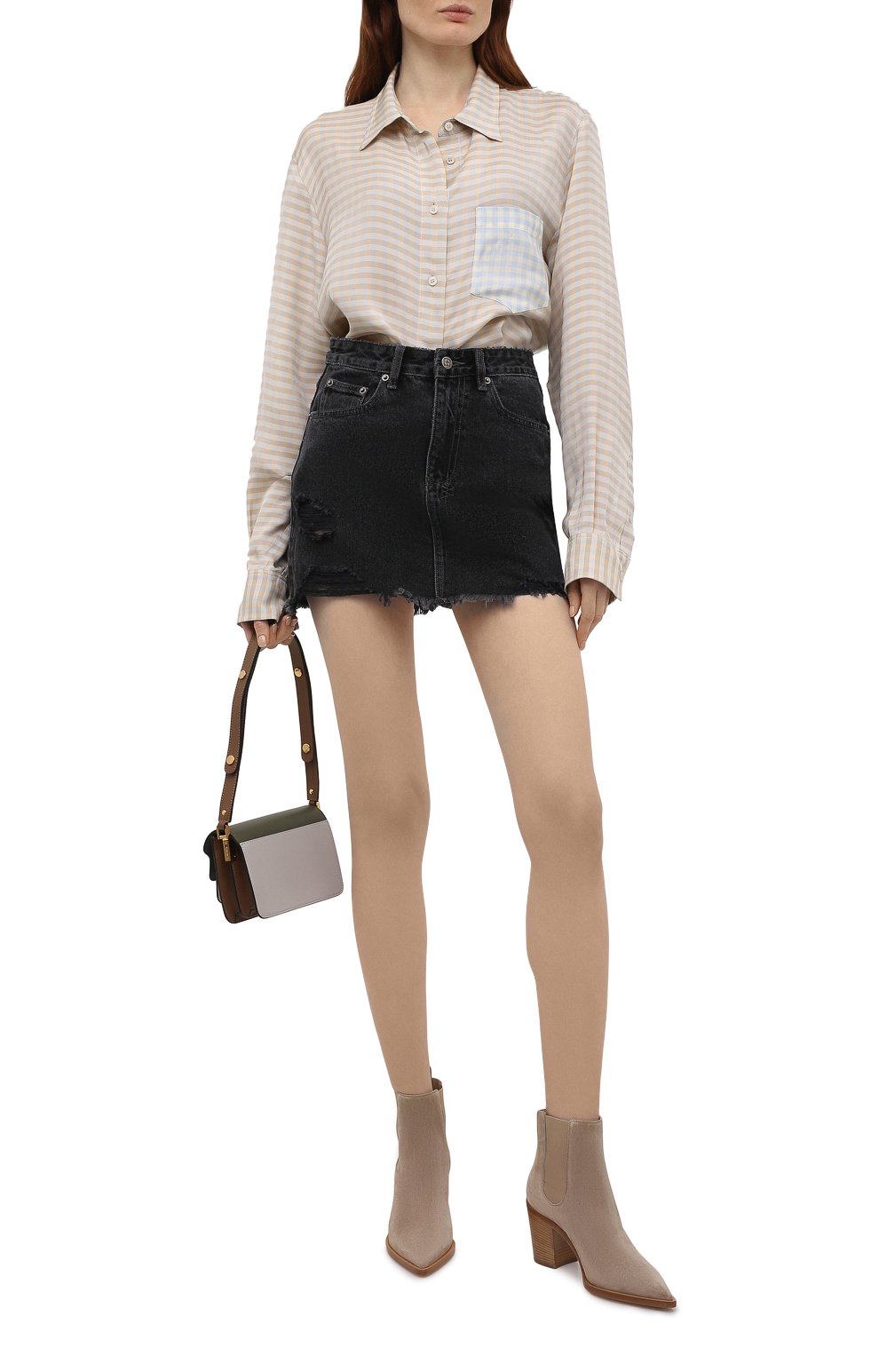 Джинсовая юбка KSUBI темно-серого цвета по цене 21000 руб., арт. 5000005578, фото 2 Джинсовая юбка KSUBI, арт. 5000005578, фото 2