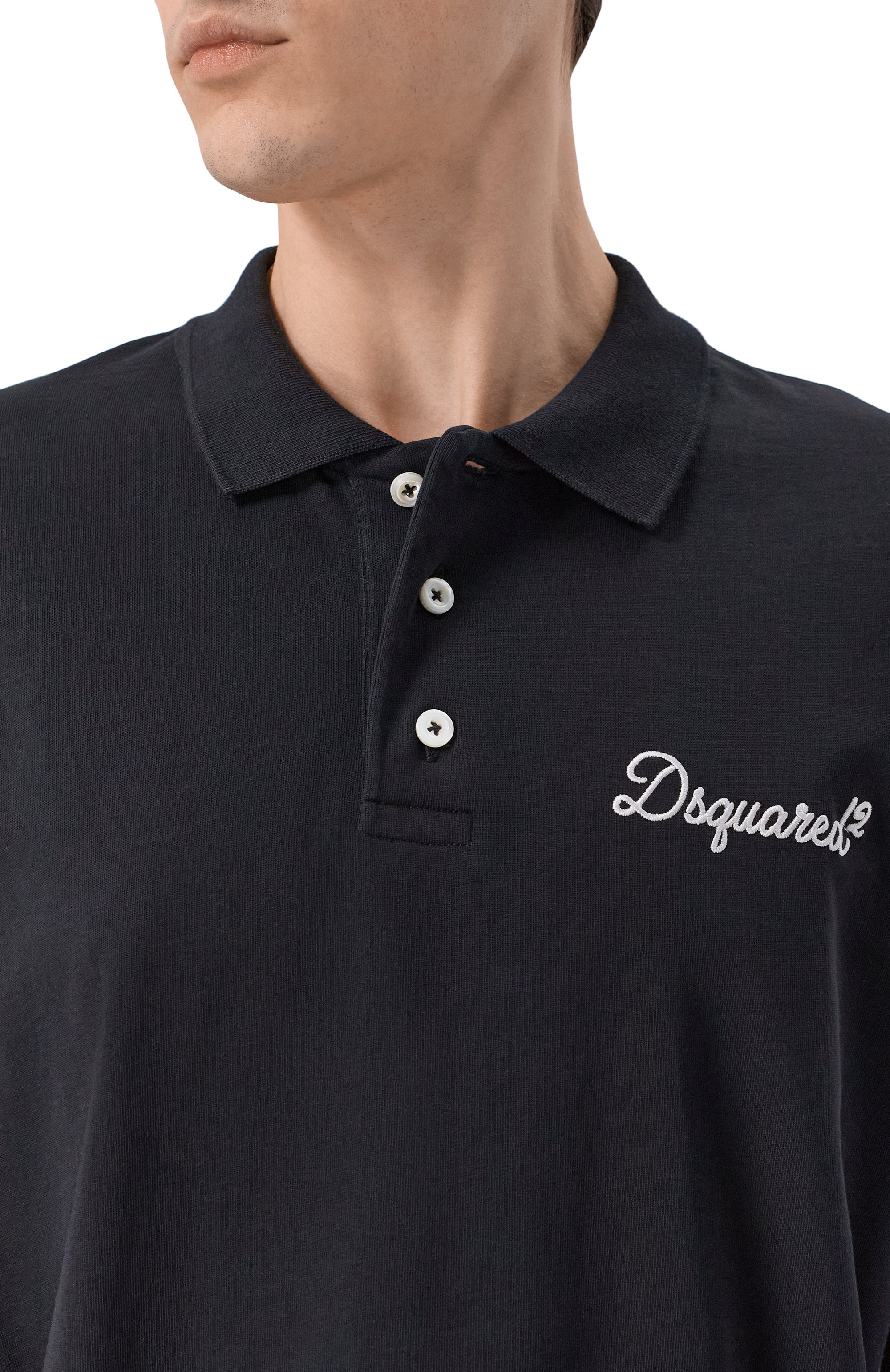 Хлопковое поло DSQUARED2 черного цвета по цене 41450 руб., арт. S74GL0100/D20106, фото 5 Хлопковое поло DSQUARED2, арт. S74GL0100/D20106, фото 5