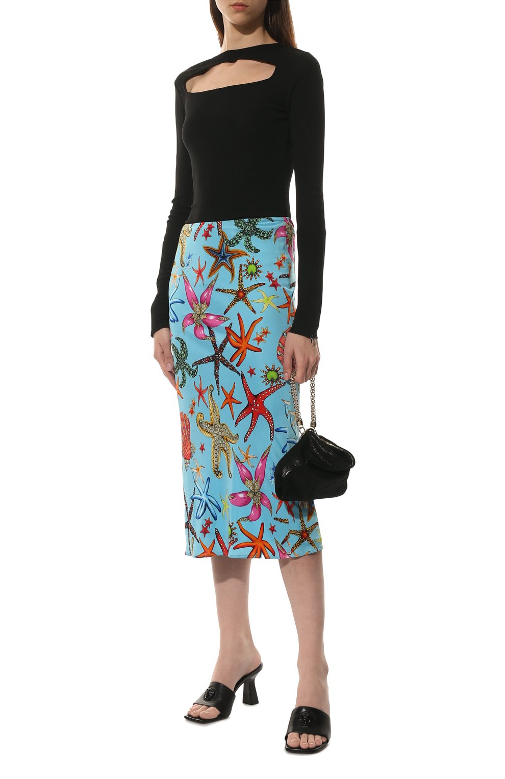 Юбка из вискозы VERSACE голубого цвета по цене 89950 руб., арт. A89253/1F01134, фото 2 Юбка из вискозы VERSACE, арт. A89253/1F01134, фото 2