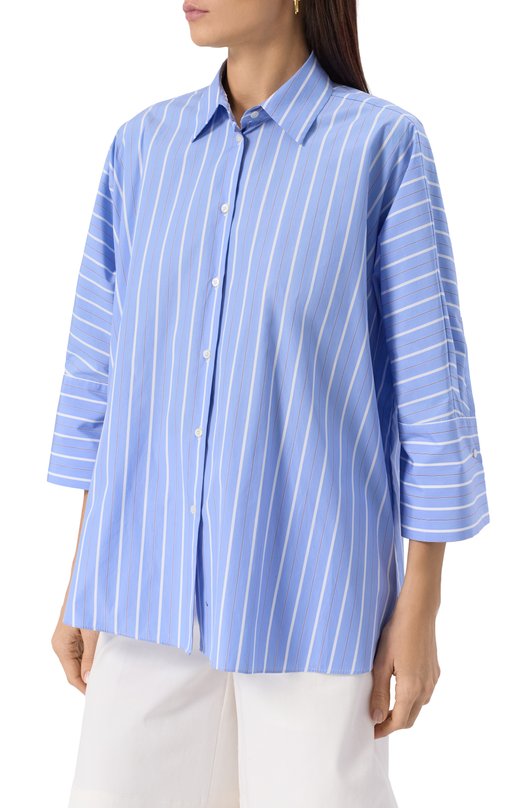 Хлопковая рубашка Weekend Max Mara HUDS0N Голубой  HUDS0N Фото 3