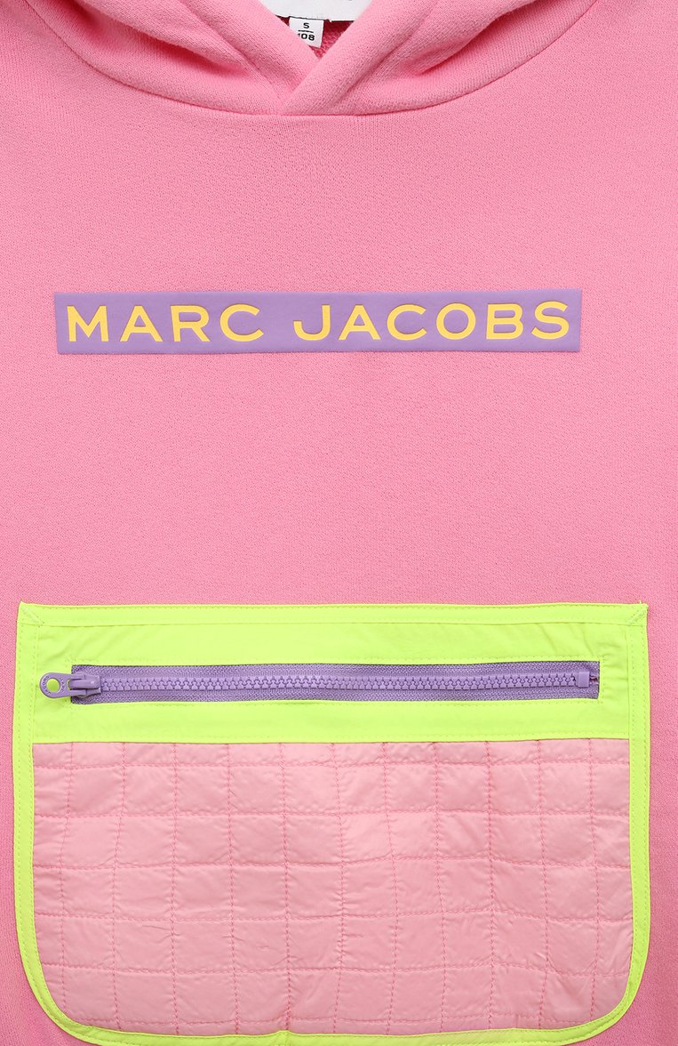 Детский хлопковое худи MARC JACOBS (THE) розового цвета, арт. W15686/2A-5A | Фото 3 (Рукава: Длинные; Материал сплава: Проставлено; Материал внешний: Хлопок; Драгоценные камни: Проставлено; Девочки Кросс-КТ: Худи-одежда)