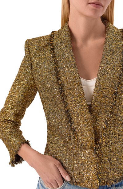 Твидовый жакет BALMAIN золотого цвета по цене 514500 руб., арт. HF1SC308/XM19, фото 5 Твидовый жакет BALMAIN, арт. HF1SC308/XM19, фото 5