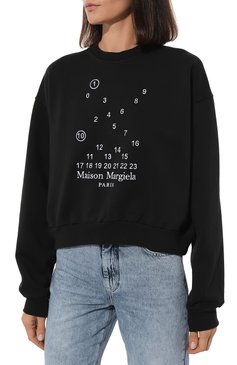 Женский хлопковый свитшот MAISON MARGIELA черного цвета, арт. S51GU0118/S25540 | Фото 3 (Рукава: Длинные; Длина (для топов): Стандартные; Материал сплава: Проставлено; Материал внешний: Хлопок; Драгоценные камни: Проставлено; Стили: Минимализм; Женское �Кросс-КТ: Свитшот-одежда)