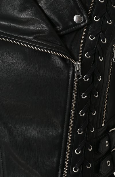 Приталенная кожаная куртка с косой молнией MCQ SWALLOW, арт. 456386/RKL04, фото 5