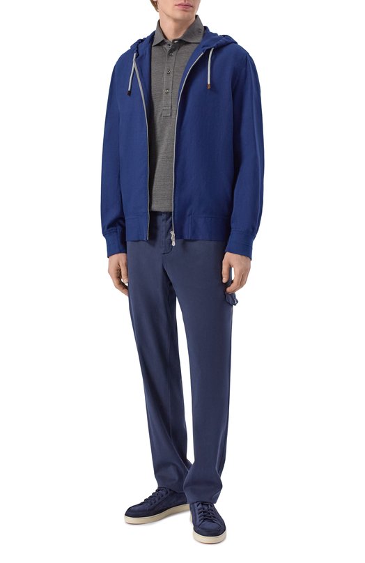 Бомбер изо льна и шерсти Brunello Cucinelli MW4946873 Синий  MW4946873 Фото 2