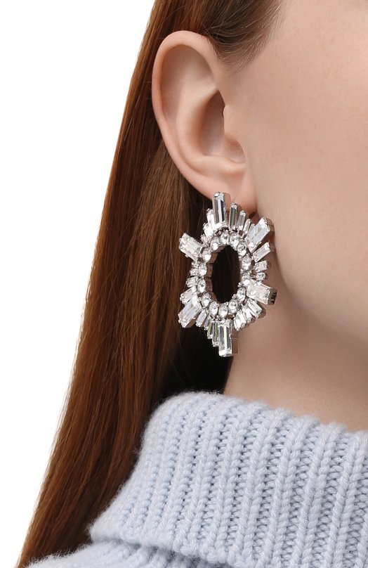 Серьги Amina Muaddi MINI BEGUM EARRINGS Серебряный  MINI BEGUM EARRINGS Фото 2