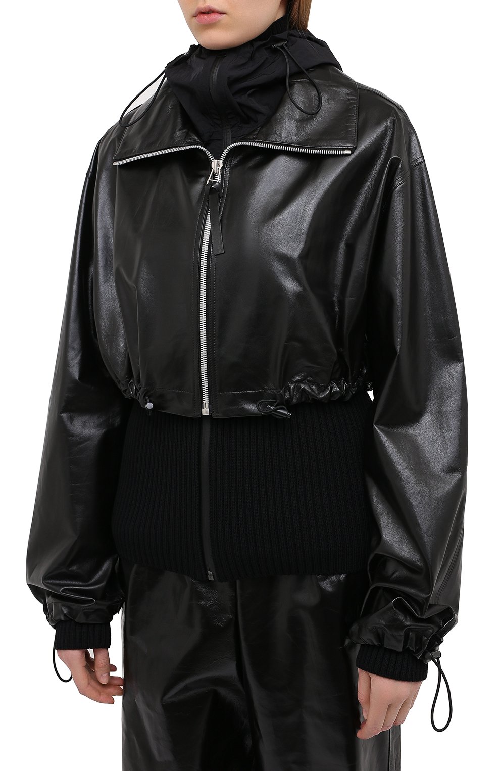 Комплект из куртки и кардигана BOTTEGA VENETA черного цвета по цене 399500 руб., арт. 633443/VKLC0, фото 4 Комплект из куртки и кардигана BOTTEGA VENETA, арт. 633443/VKLC0, фото 4