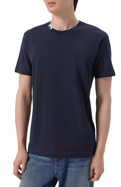 Хлопковая футболка DOLCE & GABBANA темно-синего цвета по цене 59250 руб., арт. G8TW5T/FU7EQ, фото 3 Хлопковая футболка DOLCE & GABBANA, арт. G8TW5T/FU7EQ, фото 3