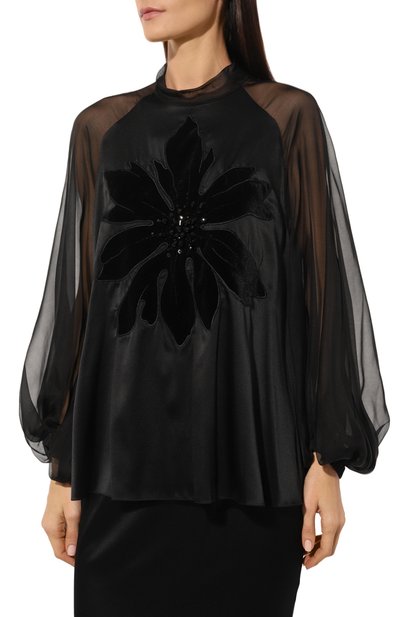 Шелковая блузка YANINA черного цвета по цене 126790 руб., арт. T-2703, фото 3 Шелковая блузка YANINA, арт. T-2703, фото 3